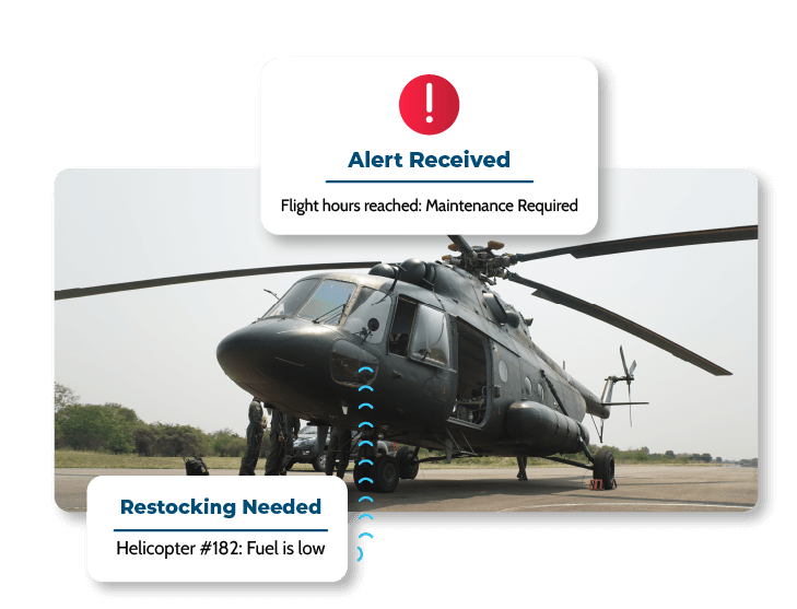 Alert for helicopter fuel maintenance with asset management system